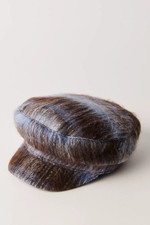 Free People Upstate Wool Cadet Cap Blue/Brown One Size Brand New