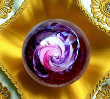 SELKIRK GLASS PAPERWEIGHT Mascot (Pink & Violet) SCOTLAND 1995 VINTAGE RARE VG++