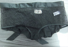 Black Sexy Knickers Lingerie Underwear Mesh Satin Tie back UK Small (8 -10)