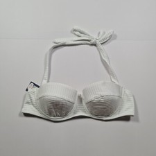 Jack Wills Womens Bikini Top White 10 UK Underwired Balconette Halter Swim Top