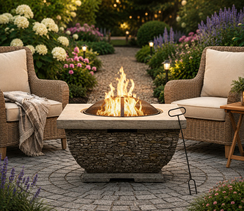 Outdoor square stone fire - outdoor,