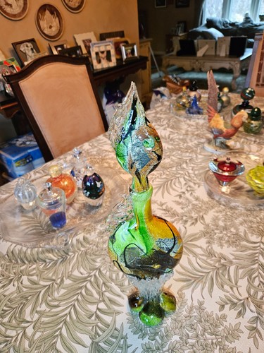 Hand blown glass duck - , decanter