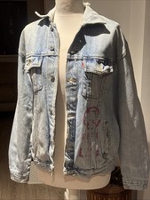 Vintage Levis Jean Jacket Adult Large Blue Distressed Grunge Mens