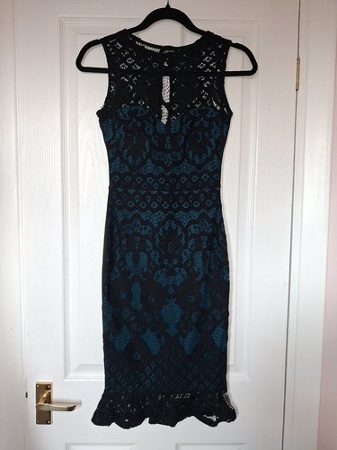Lipsy teal green black lace