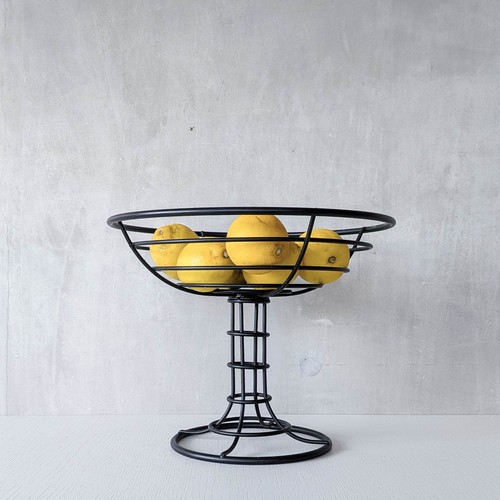 Sculptural black wire - , footed