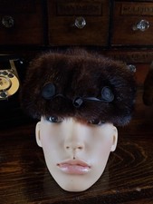 Vintage Edna Wallace Paris Chocolate Mink Fur Hat 22"