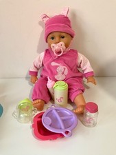 Baby doll bundle ELC interactive doll Baby Carrier Bag Cups Dishes Bottle 18”