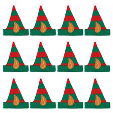 BULK BUY WHOLESALE PACK OF 12 ELF HAT CHRISTMAS FANCY DRESS FESTIVE COSTUME