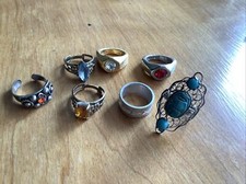 Collection Of 7 Vintage Costume Jewellery Rings