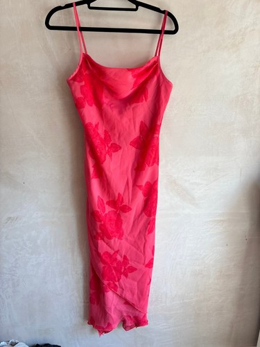 Vintage pink floral cowl slip