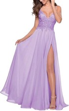 Lace Appliqued Chiffon Prom