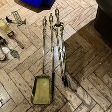Antique Brass Hearth Set Fire