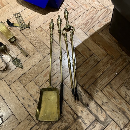 Antique brass hearth set - antique,