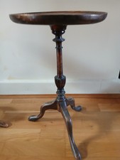 Attractive Antique Victorian Small Satin Birch Pedestal Circular Side Table