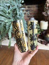 Vintage pair small studio Pottery vases Newlyn Cornwall Celtic Folk 14.5cms