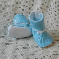 Flannel Baby slippers Baby Booties Fabric Shoes Blue Happy Feet warm toes handma