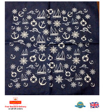 Navy Blue Ship Cruise Sign Bandana Scarf - 100% Cotton Unisex Wear