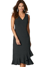 Dress black sleeveless frill