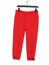 Zara Women's Suit Trousers UK 8 Red Cotton with Polyester Tapered Dress Pants