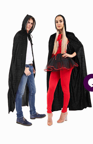 Black hooded cloak cape - hooded,
