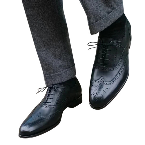 Handmade black wingtip genuine - handmade,