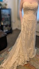 maggie sottero stunning champagne fit & flare strapless wedding dress 'size 12