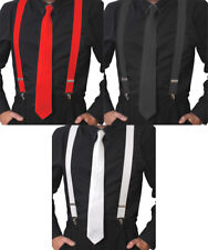 BRACES AND SATIN NECK TIE SET 1920S GANGSTER FANCY DRESS COSTUME ACCESSORY