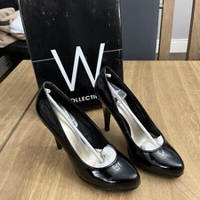 Wallis Woman’s Stilleto Heel Court Shoes - Size EU 38 - Patent Black - Box