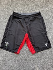Wales WRU Black Macron Training Shorts Labelled Size Men’s Large