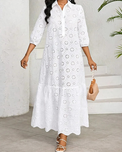 Fashion hollow lace shirt - fashion,
