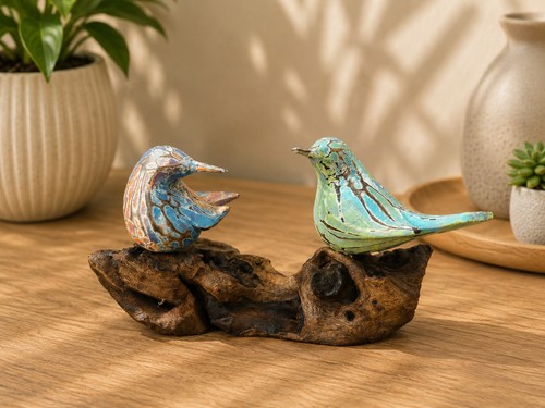 Handmade wooden bird ornament - handmade,