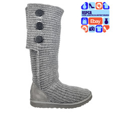 UGG Classic Cardy II 5819 Gray Knit 3 Button Knee High Boots Size 7.5