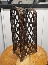 Metal and Wiker 3 bottle wine rack