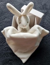 Doudou et compagnie white bunny rabbit comforter blanket soft huggy NEW IN BOX