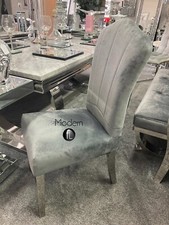 2x Grey velvet dining chairs