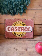 Wakefield Castrol Motor Oil Enamel Advertising Sign 