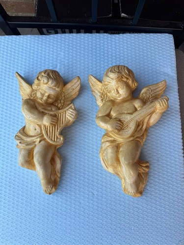 Plaster ornate cherub angel - plaster,