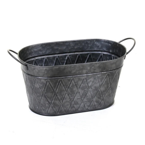 Galvanised oval planter - oval,