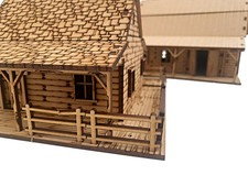 Wild West Set 2: Ranch. 2 Houses with Barns, Fences, Lumber store. 28mm Kit