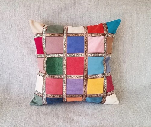 Handmade multicoloured cushion - multicoloured,