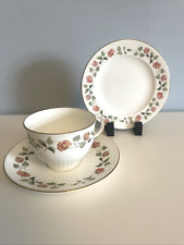 Wedgwood India Rose Bone China Trios Tea Cup, Saucer & Plate Vintage