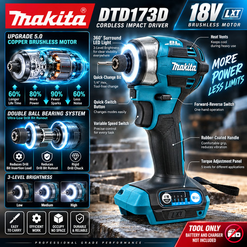 Makita dtd173z 18v brushless - makita,