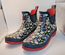 Joules Women's Navy Floral Wellibob Short Rain Ankle Boots, Size 9