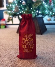 Dashin Dancin Wine Bottle Christmas Gift Bag - Xmas, Reusable, Hessian