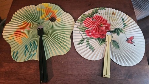Vtg oriental fan folding - fan,