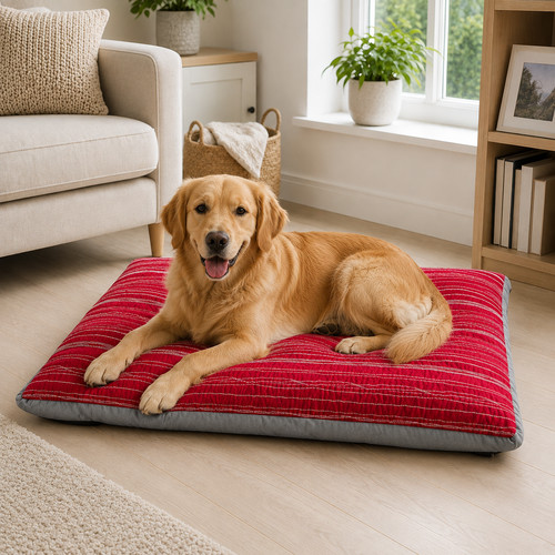 Premium red stripe box dog - premium,