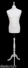 DELUXE MALE Dressmakers Dummy Mannequin Tailors CREAM Bust White Stand 
