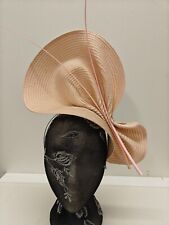 nude pink straw fascinator ostrich quill spine millinery headband wedding hat