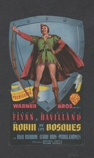 Vintage ERROL FLYNN 'Robin Hood'  Colour Advertising "Film Flyer" 1938