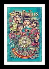 THE BEATLES Sgt Pepper Vintage style Poster Mounted Framed Display FREE POSTAGE